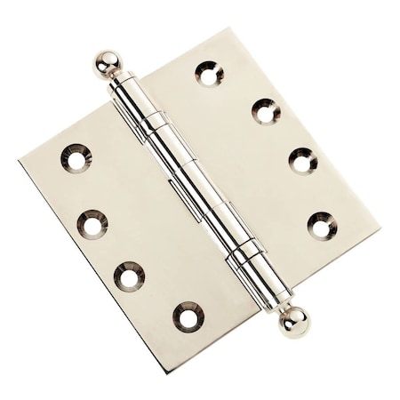 Embassy 4-1/2 x 4-1/2 Solid Brass Ball Bearing Hinge, Polished Nickel Finish Ball Tips 4545BBUS14B-1